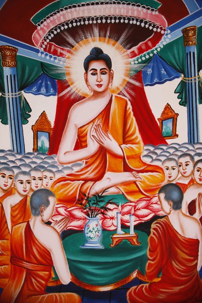 Vida del Buda Instruyendo a la asamblea de arahants, Siem Reap, Camboya de Unbekannt