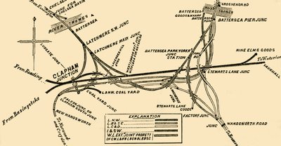 Líneas de Ferrocarril en Clapham Junction, c. 1878 de Unbekannt