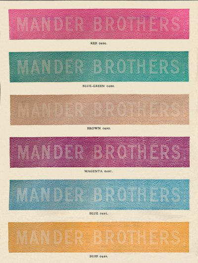 Práctica de linotipia - anuncio de Mander Brothers, 1910 de Unbekannt