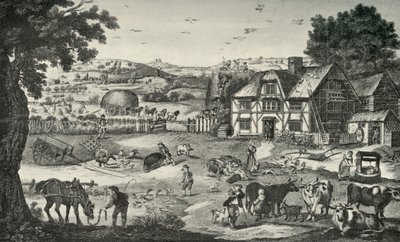 Actividad animada en una granja del siglo XVIII, 1938 de Unbekannt