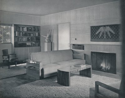 Sala de estar diseñada por Honor Easton y Alyne Whalen en una casa en Los Ángeles, 1942 de Unbekannt