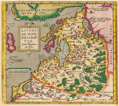Mapa de Livonia, Livoniae Nova Descriptio, 1573-1578 de Unbekannt