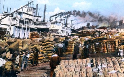 Cargando algodón en un barco, Memphis, Tennessee, EE.UU., c1900s de Unbekannt
