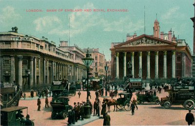 Londres, Banco de Inglaterra y Bolsa Real, c1910 de Unbekannt