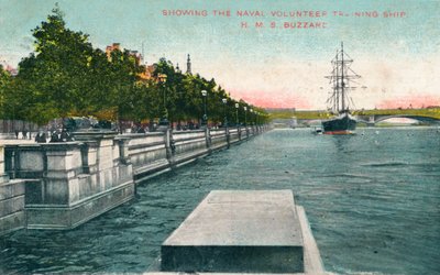 Londres, Embankment del Támesis - Mostrando el Buque de Entrenamiento Naval Voluntario, H.M.S. Buzzard, 1907 de Unbekannt