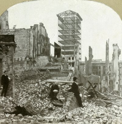 Mirando al sur, esquina de Sutter y Stockton, 1906 de Unbekannt