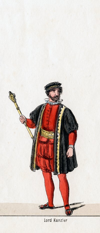 Lord Chancellor, diseño de vestuario para la obra de Shakespeare, Enrique VIII, siglo XIX de Unbekannt