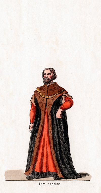Lord Chancellor, diseño de vestuario para la obra de Shakespeare, Enrique VIII, siglo XIX de Unbekannt
