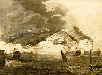 La flota de Lord Exmouth bombardeando la ciudad de Argel, 1816 de Unbekannt