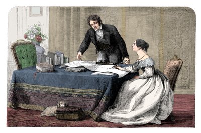 Lord Melbourne 1779-1848 instruyendo a una joven Reina Victoria 1819-1901, 1837 c1895 de Unbekannt
