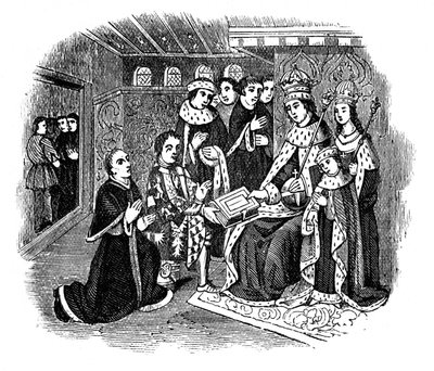 Lord Rivers y Caxton ante Eduardo IV, siglo XV, 1910 de Unbekannt