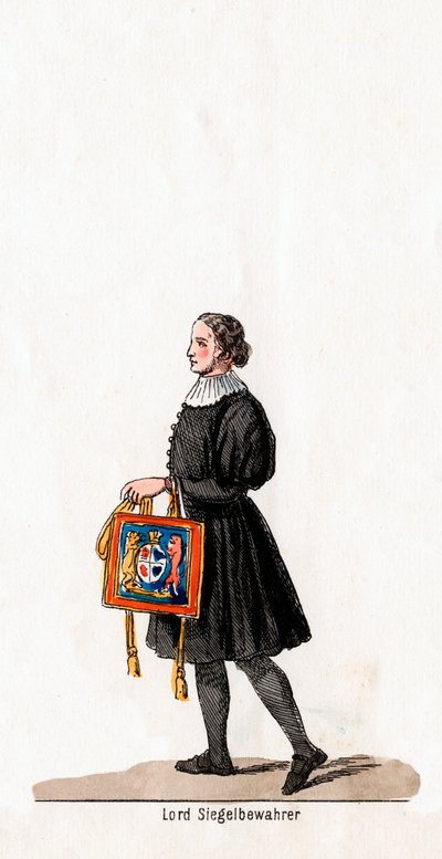Diseño de vestuario para el Guardián del Sello, obra de Shakespeare, Enrique VIII, siglo XIX de Unbekannt