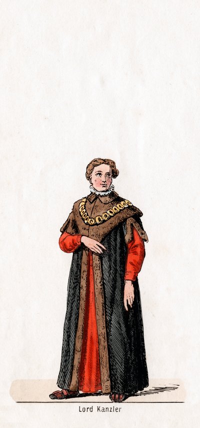Lord canciller, diseño de vestuario para la obra de Shakespeare, Enrique VIII, siglo XIX de Unbekannt
