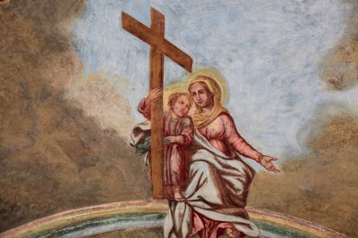 Fresco de la iglesia de Loreto: María, Jesús y la cruz, Praga, República Checa de Unbekannt