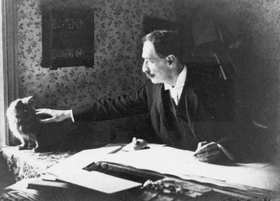 Louis Wain en su mesa de dibujo, 1890s de Unbekannt
