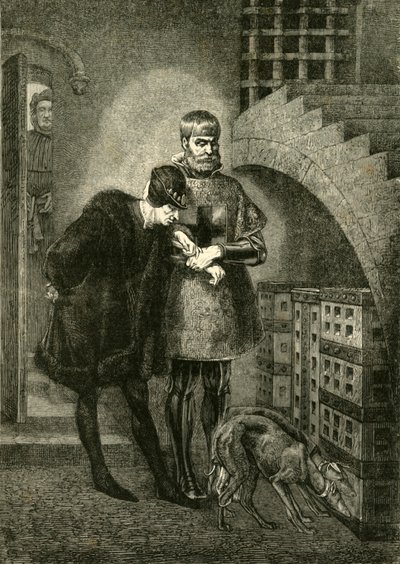 Luis XI visitando al cardenal Balue en la jaula de hierro, 1469-1481 de Unbekannt