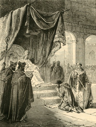 Luis el Piadoso haciendo penitencia por el trato a su sobrino, Bernardo, c. 818, 1890 de Unbekannt