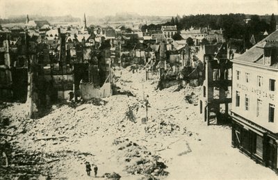 Louvain después del bombardeo alemán: una parte de la ciudad devastada, c1914 de Unbekannt