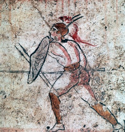 Pintura mural lucana de un guerrero, siglo IV de Unbekannt