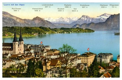 Lucerna y los Alpes, Suiza, siglo XX de Unbekannt