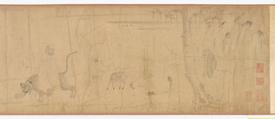 Luohans y animales cruzando el mar, dinastía Ming, siglos XVI-XVII de Unbekannt