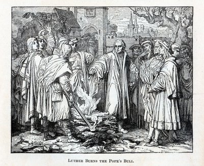 Lutero quema la bula papal, 1882 de Unbekannt