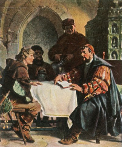Lutero como Junker Jörg en la posada de Jena con estudiantes suizos, 1522, 1936 de Unbekannt
