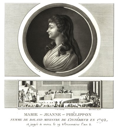 Madame Roland o Marie-Jeanne Phelippon (1754-1793), Girondina, junto con su esposo Jean-Marie Roland de la Platiere de Unbekannt