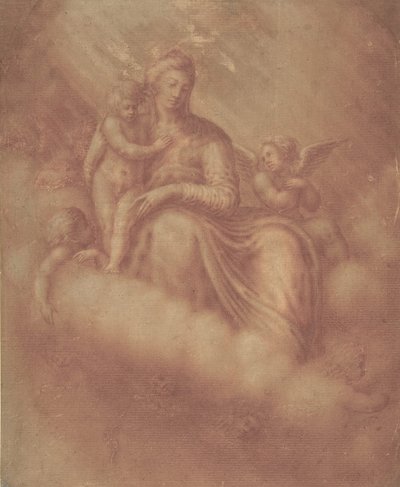 La Virgen y el Niño entre las nubes, siglo XVI de Unbekannt