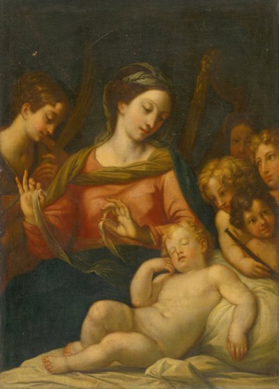 Madonna con niño entre niños de Unbekannt