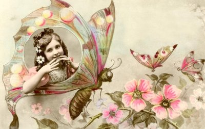 Niña en una mariposa de Unbekannt