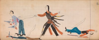 Maffet Ledger: Indio y tres hombres blancos, ca. 1874-81 de Unbekannt