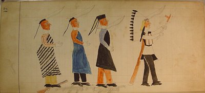 Maffet Ledger: Tres indios siguiendo a un jefe, ca. 1874-81 de Unbekannt