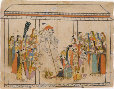 Maharajá Raj Singh adorado por sus damas, ca. 1710-20 de Unbekannt
