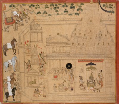 Maharana Amar Singh de Mewar en el templo Eklingji, c1705 de Unbekannt