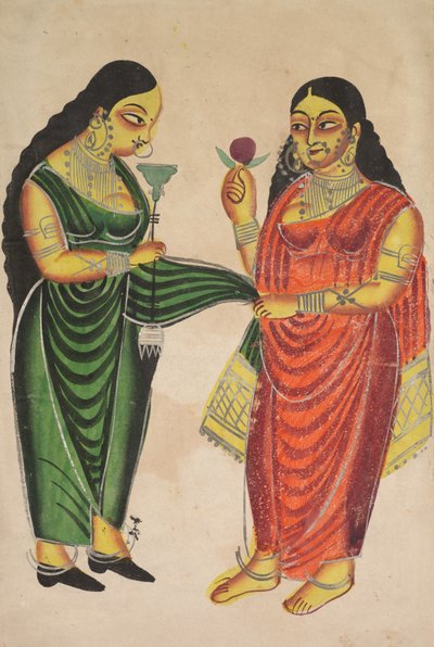 Sirvienta llevando una hookah a una dama recto, Krishna pesado contra objetos preciosos verso, 180 de Unbekannt
