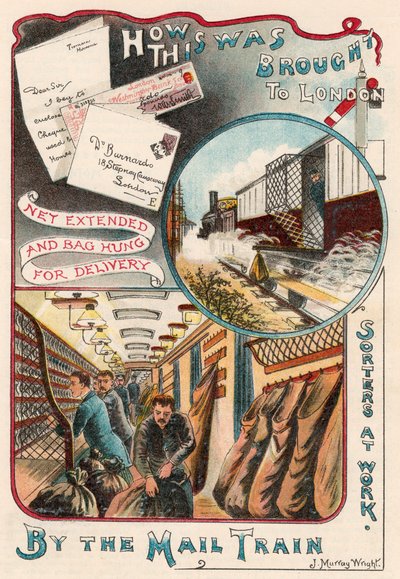 Tren de correo transportando cartas a Londres desde pueblos y ciudades de Gran Bretaña, c1900 de Unbekannt