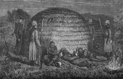 El mayor Marter y sus hombres custodiando a Cetewayo en el kraal nativo, c1880 de Unbekannt