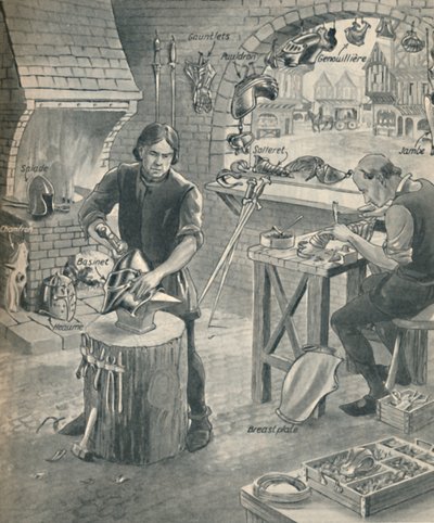 Fabricando armaduras para los caballeros de antaño, c1934 de Unbekannt