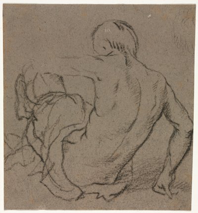 Hombre sentado en el suelo, visto desde atrás, recto, 1500s de Unbekannt