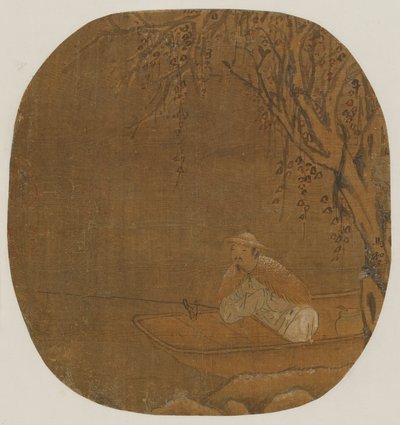 Hombre pescando desde un bote bajo un árbol, posiblemente dinastía Ming, 1368-1644 de Unbekannt