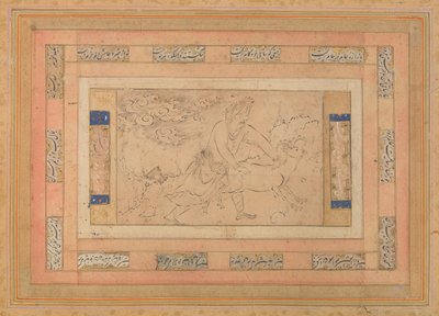 Hombre con un carnero, Folio del Álbum Bellini, ca. 1600 de Unbekannt