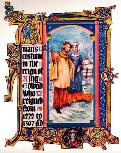 Traje de hombre en el reinado del Rey Eduardo I, 1909 de Unbekannt