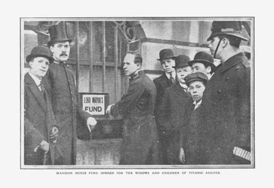 Fondo de Mansion House abierto para las viudas y niños de los marineros del Titanic, 20 de abril de 1912 de Unbekannt