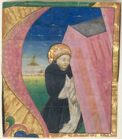 Iluminación de manuscrito con San Domingo salvando la Iglesia de San Juan... mediados del siglo XV de Unbekannt