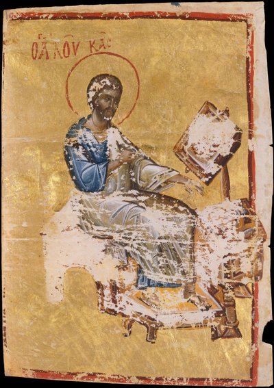 Iluminación de manuscrito con el evangelista Lucas, Bizantino, finales del siglo XIII-principios del siglo XIV de Unbekannt