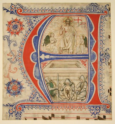 Hoja de manuscrito mostrando una inicial iluminada A..., segunda mitad del siglo XIV-principios del siglo XV de Unbekannt