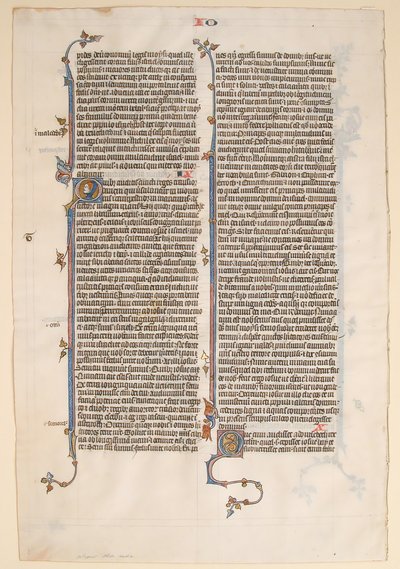 Hoja de manuscrito de una Biblia, ca. 1280-1300 de Unbekannt