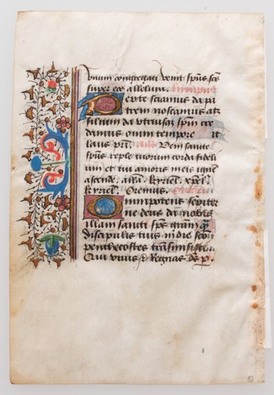 Hoja de manuscrito, de un Libro de Horas, siglo XV de Unbekannt