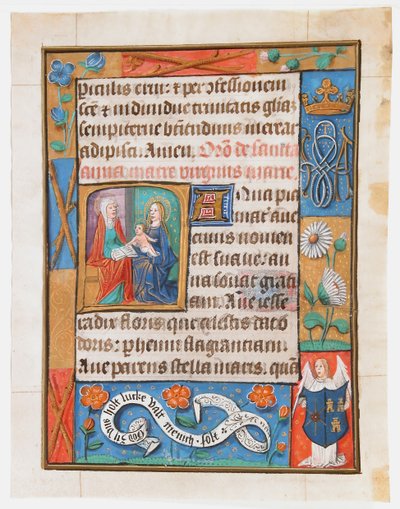 Hoja de manuscrito de un Libro de Horas de Unbekannt